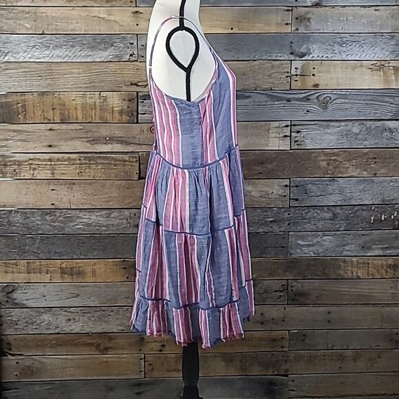 ELAN Cotton Slip Dress Cover-up Backless Blue Pink Stripe Medium - Picture 7 of 10